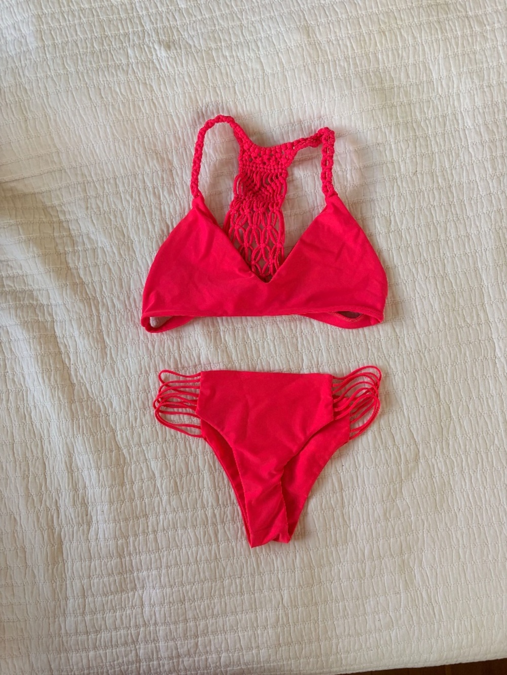 MIkoh Venezuela Crotchet Triangle Top In bright pink